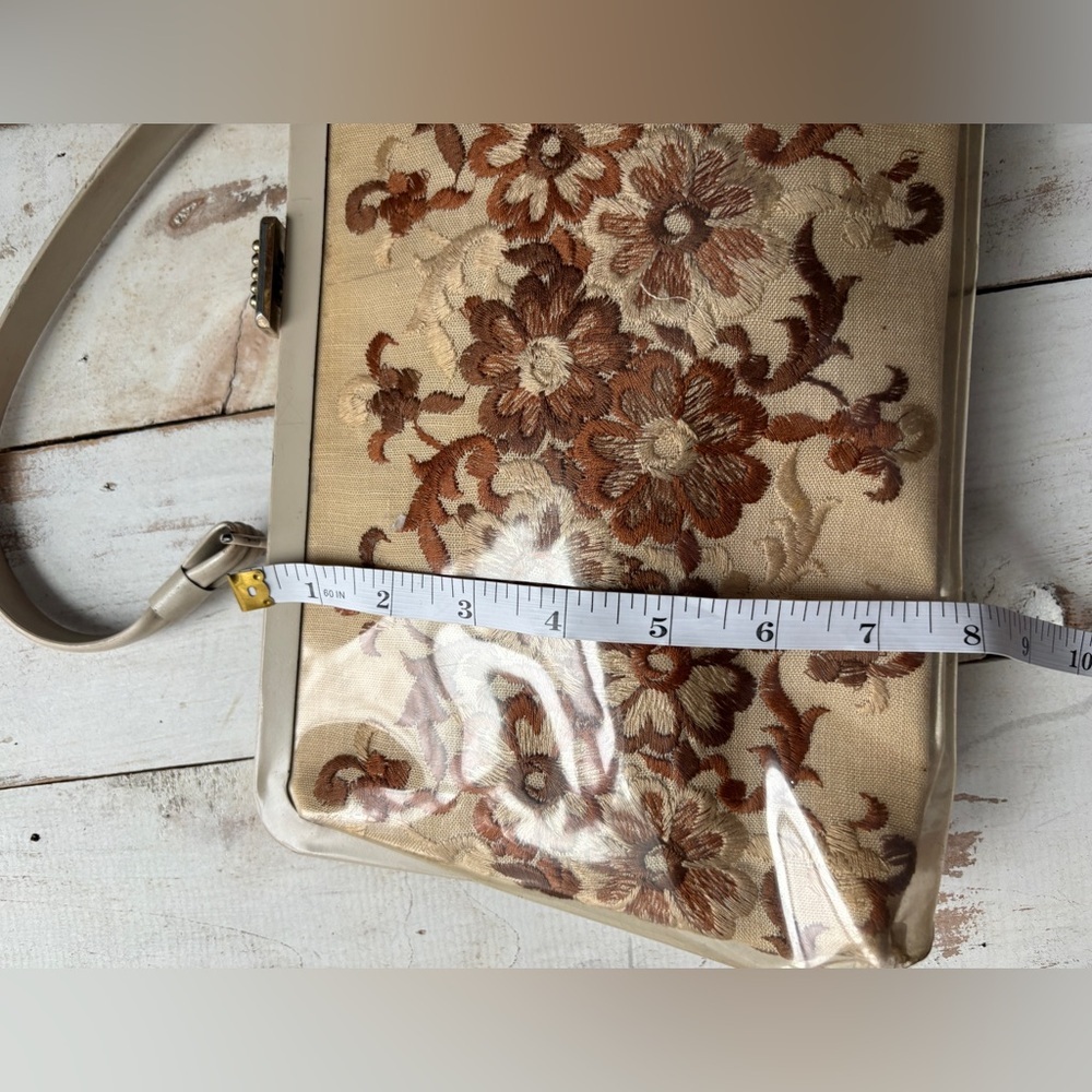1960s vintage floral tapestry handbag grannycore purse metal frame clutch Unique - Picture 12 of 16